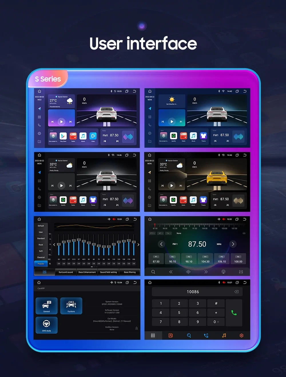 9" Android Car Stereo DSP AM/FM Radio GPS Navigation 4+32G Universal Double Din 1280X720 QLED Screen Wireless Apple Carplay Android Auto in-Dash Head Unit Multimedia Climate Store,YouTube