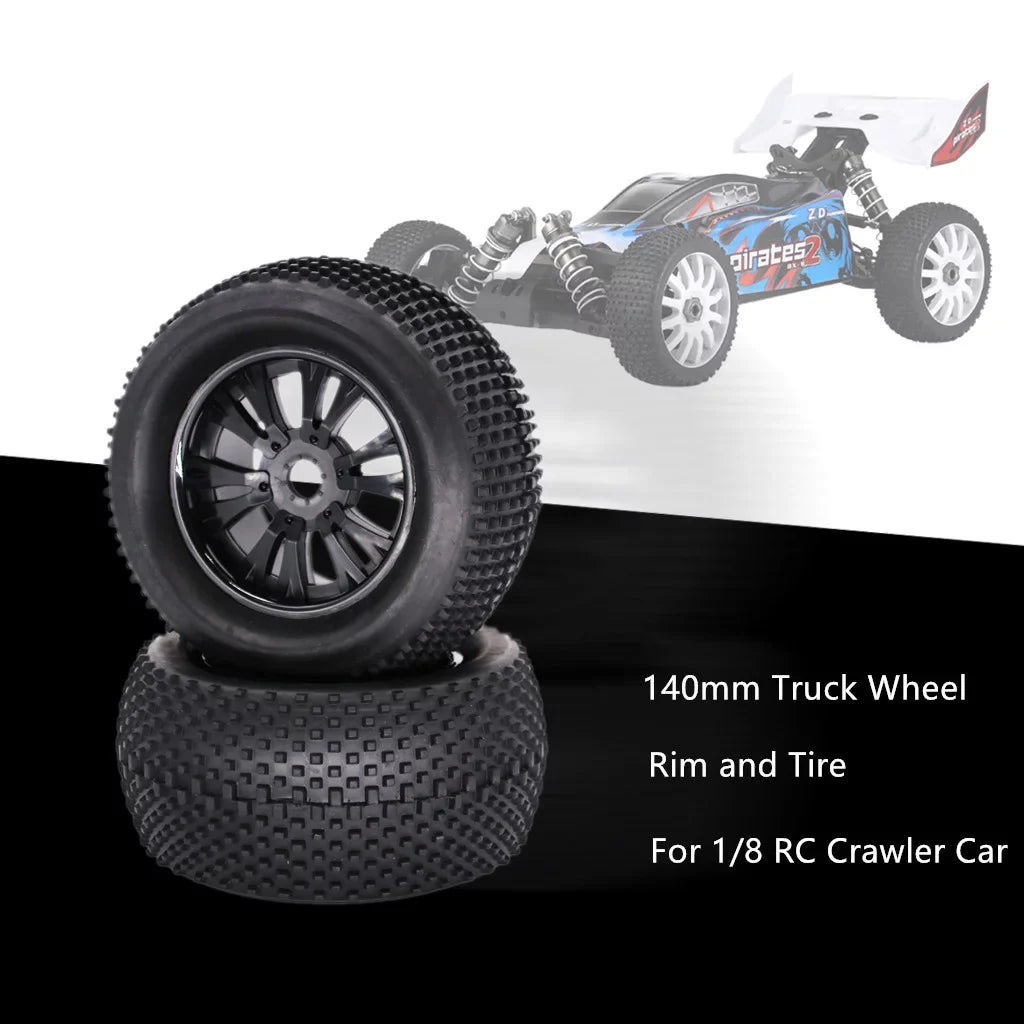 ZiSUGP 2pcs 140mm Truck Wheel Rim and Tire For 1/8 Traxxas HSP HPI RC Crawler Car Car Tracks for Men Electric