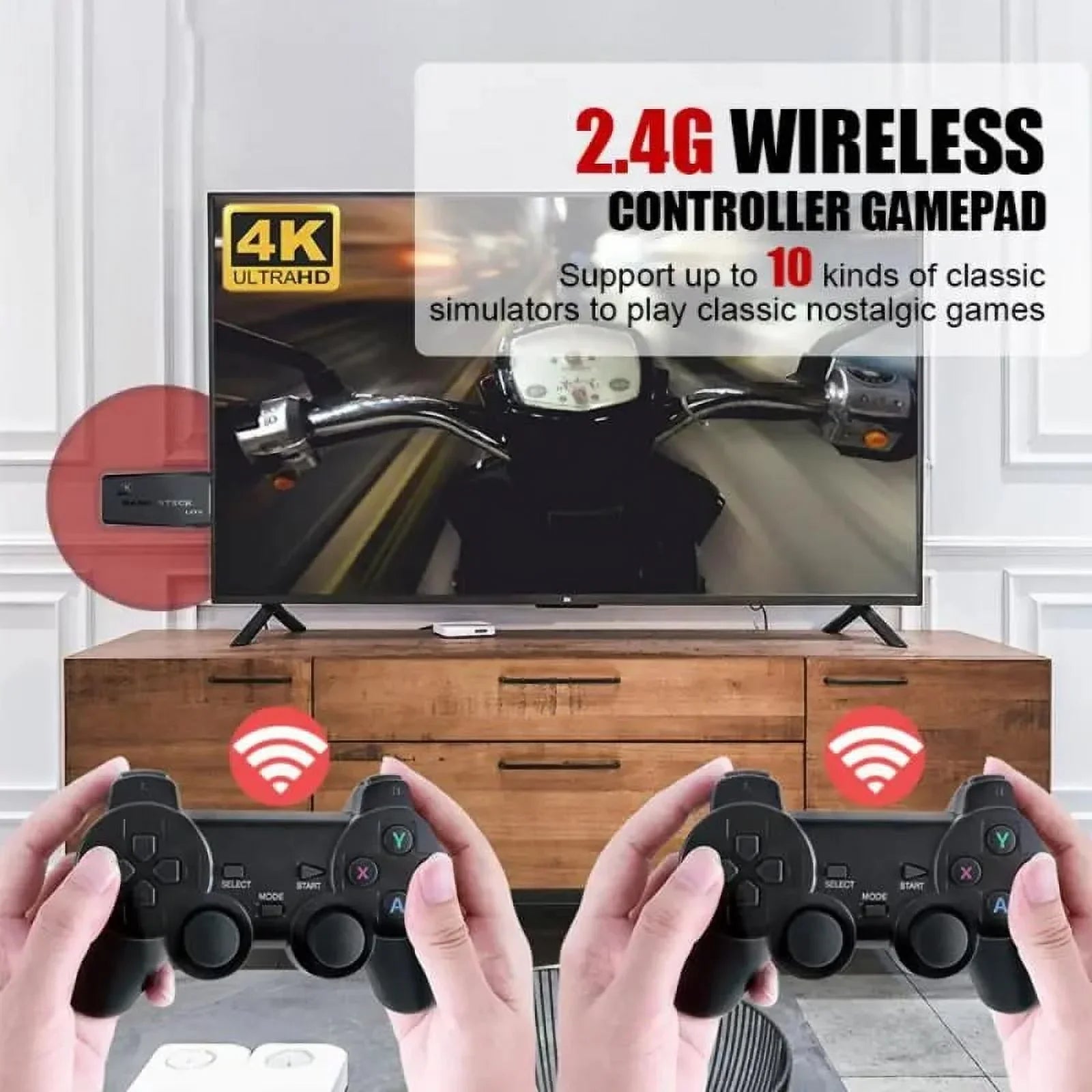 Microea Video Game Consoles 4K 2.4G Double Wireless 20000 Games 64G Retro Classic Gaming Gamepads TV Family Controller For PS1/GBA/MD