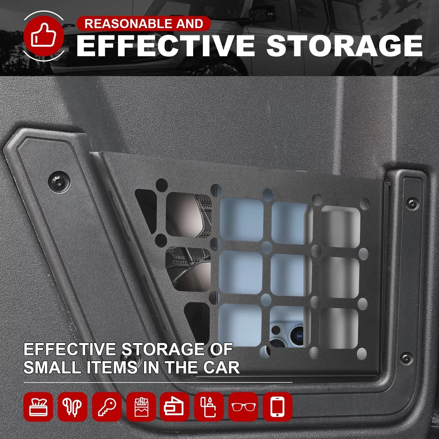 MFC 2Pcs Rear Door Storage Pocket Side Organizer Box Suitable with for Ford Bronco Accessories