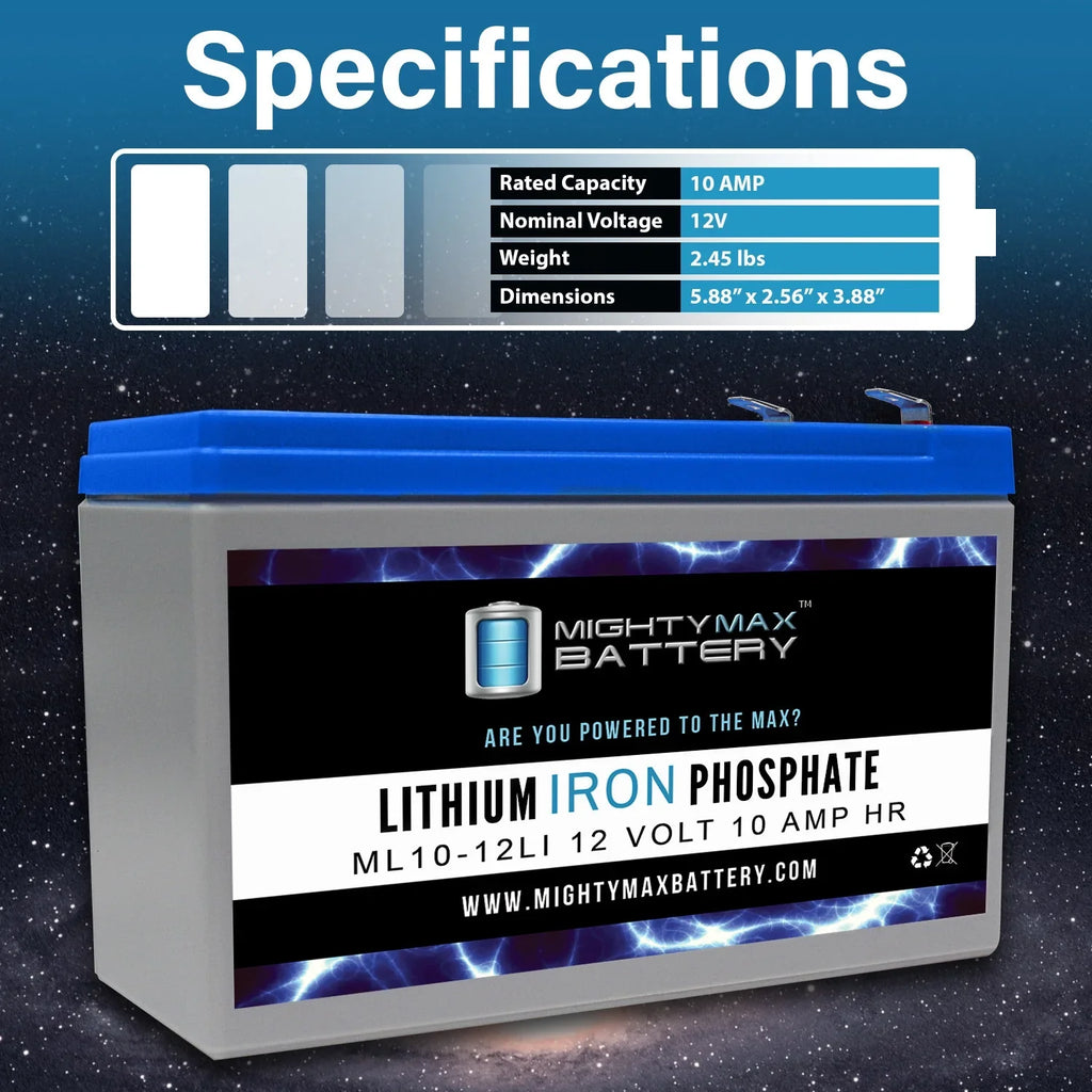 12V 10AH Lithium Replacement Battery Fitting with Streamlight E-Flood Box HL - 2 Pack