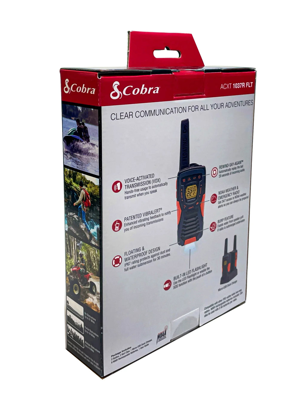 Cobra ACXT1037R-FLT Walkie Talkies - Floating, Rechargeable 37-mile Range Two-Way Radios (2-Pack)