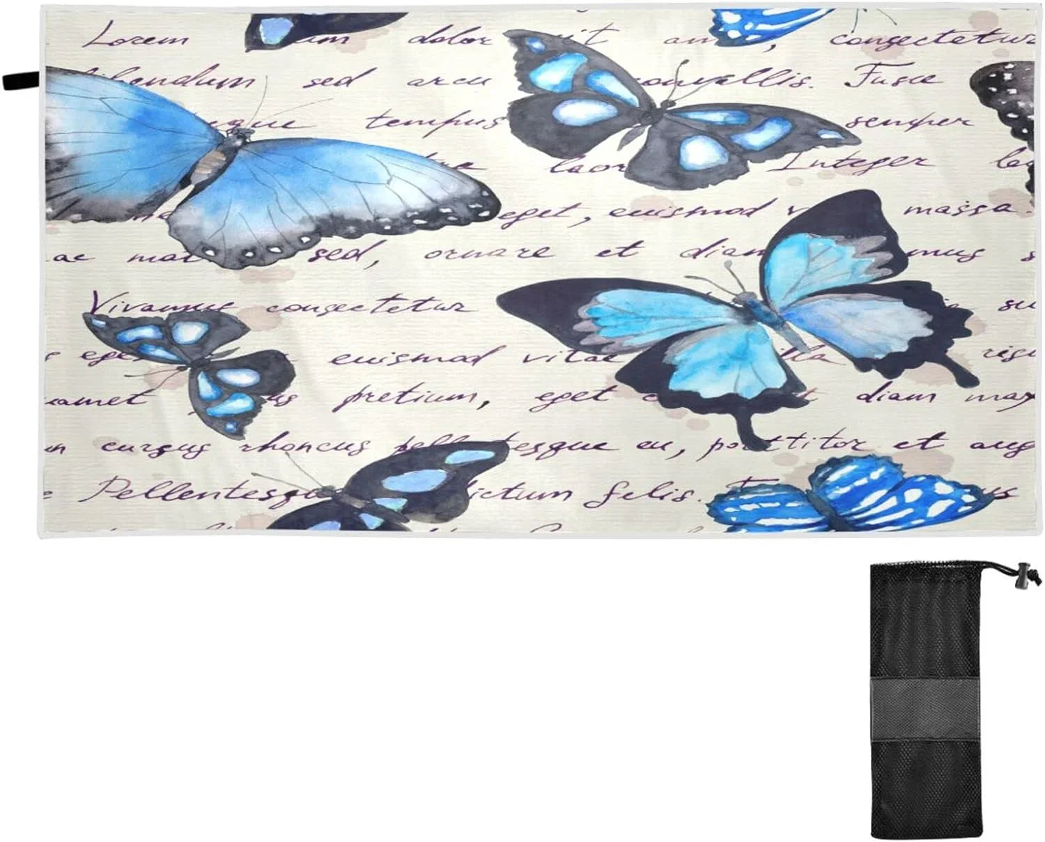 Bestwell Butterflies Beach Towel - Super Absorbent Oversized Travel Towels - Lightweight Compact Quick Dry Towel for Swimming Camping Holiday （207）