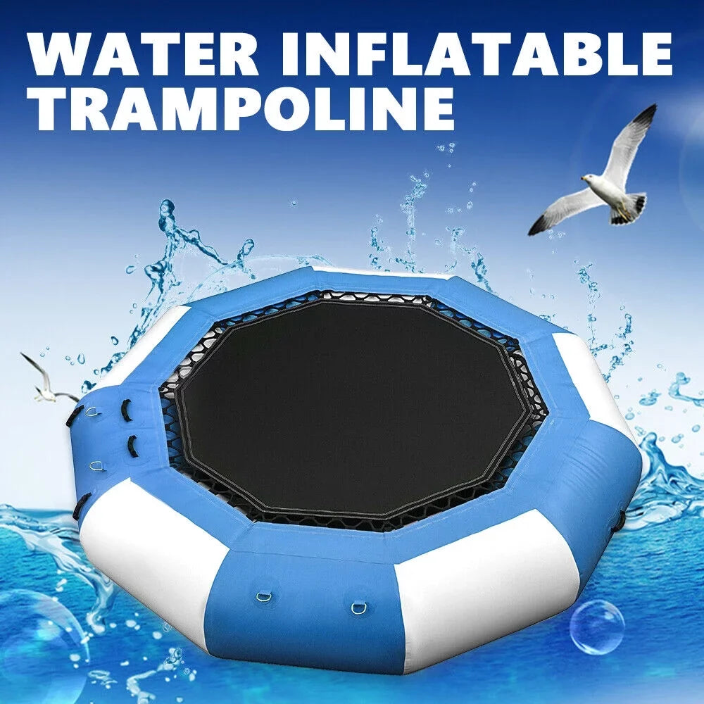 DENEST 17-ft Inflatable Water Trampoline Swimming Pool Lake Bounce Floating Island Water Sport Blue Max Capacity 400kg/ 880lbs