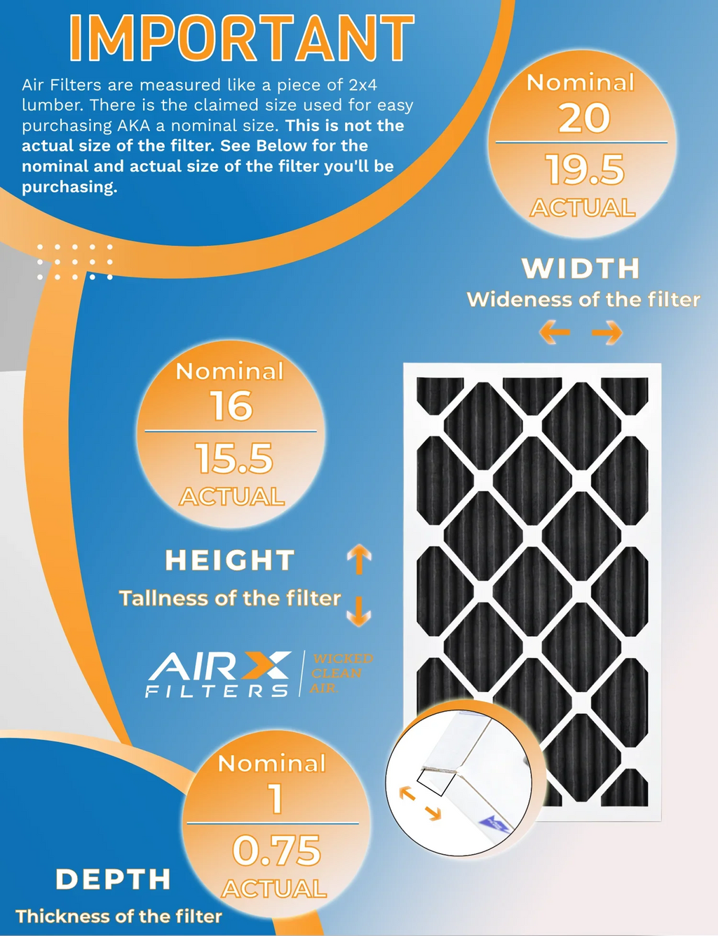 16x20x1 Air Filter MERV 8 Rating, 12 Pack of Furnace Filters Comparable to MPR 700, FPR 5, Pet Odor Retention Filters - Made in USA by AIRX FILTERS WICKED CLEAN AIR.