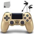 Gold DualShock PS4 Wireless Controller Bundle - Like New - With Earbuds BOLT AXTION Included