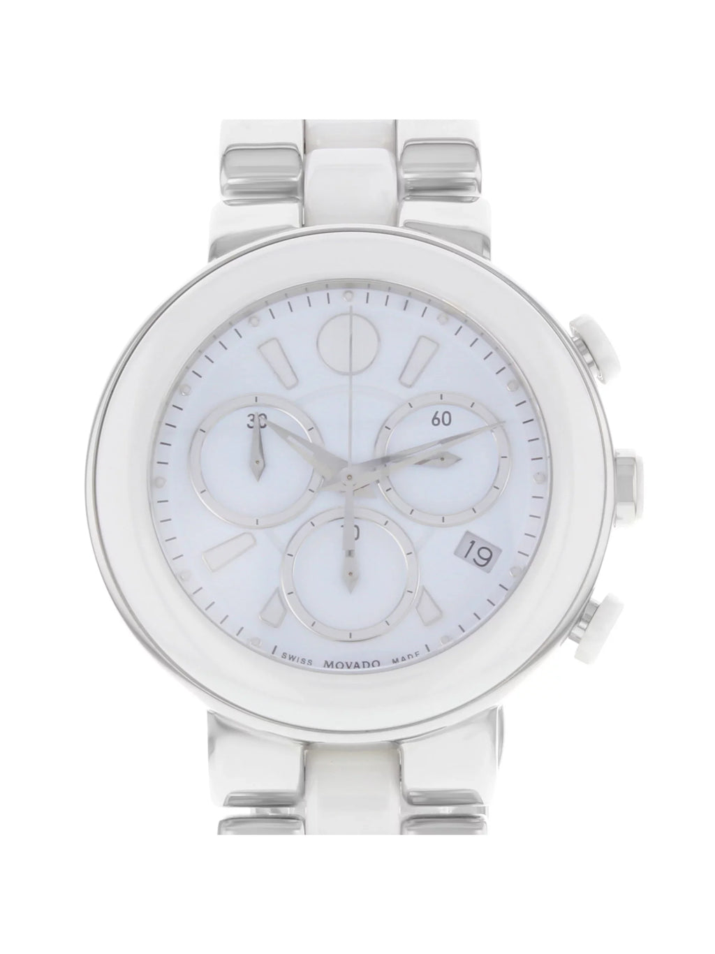 Movado Cerena White Ceramic Chronograph Ladies Watch 0606758