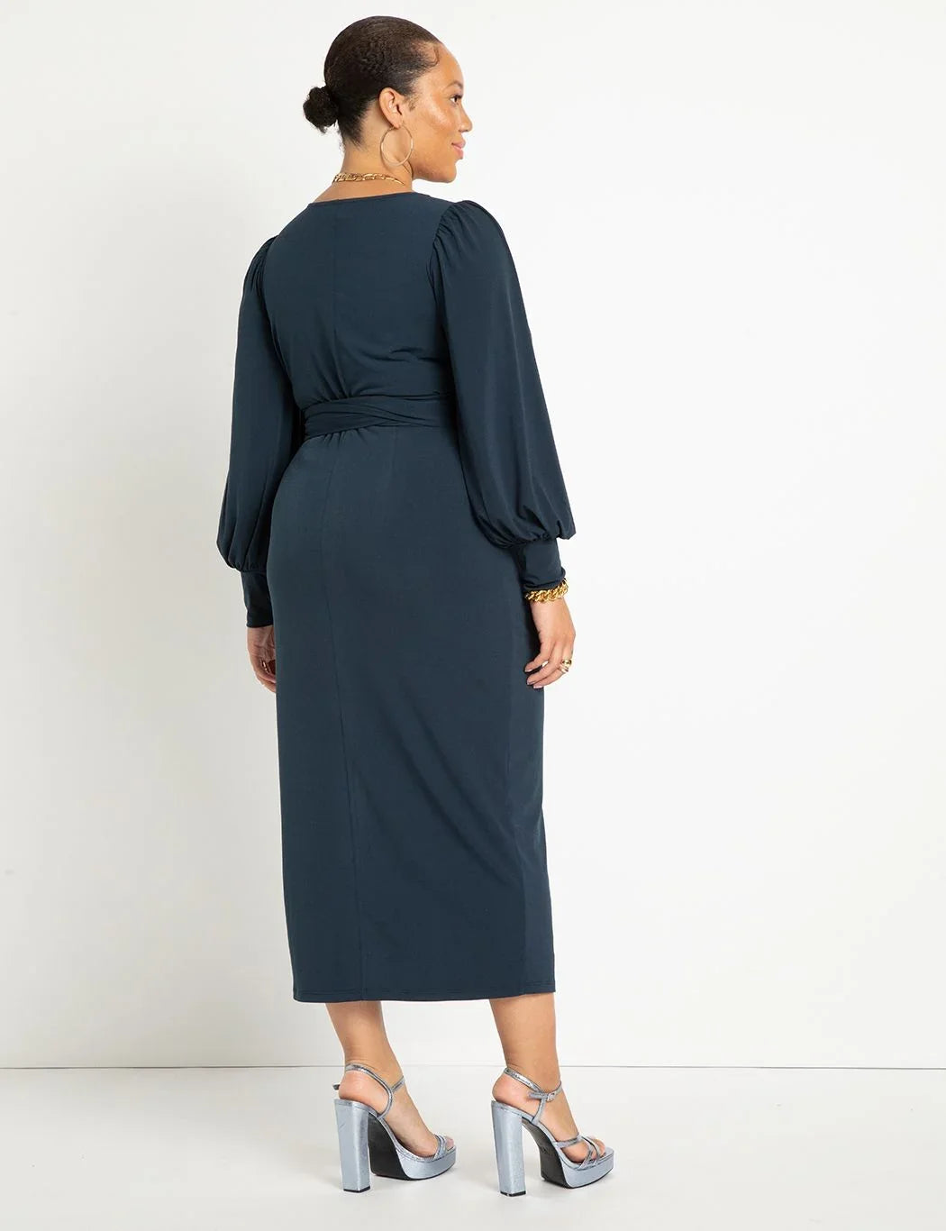 ELOQUII Women's Plus Size Cross Front Midi Dress - 18, Carbon