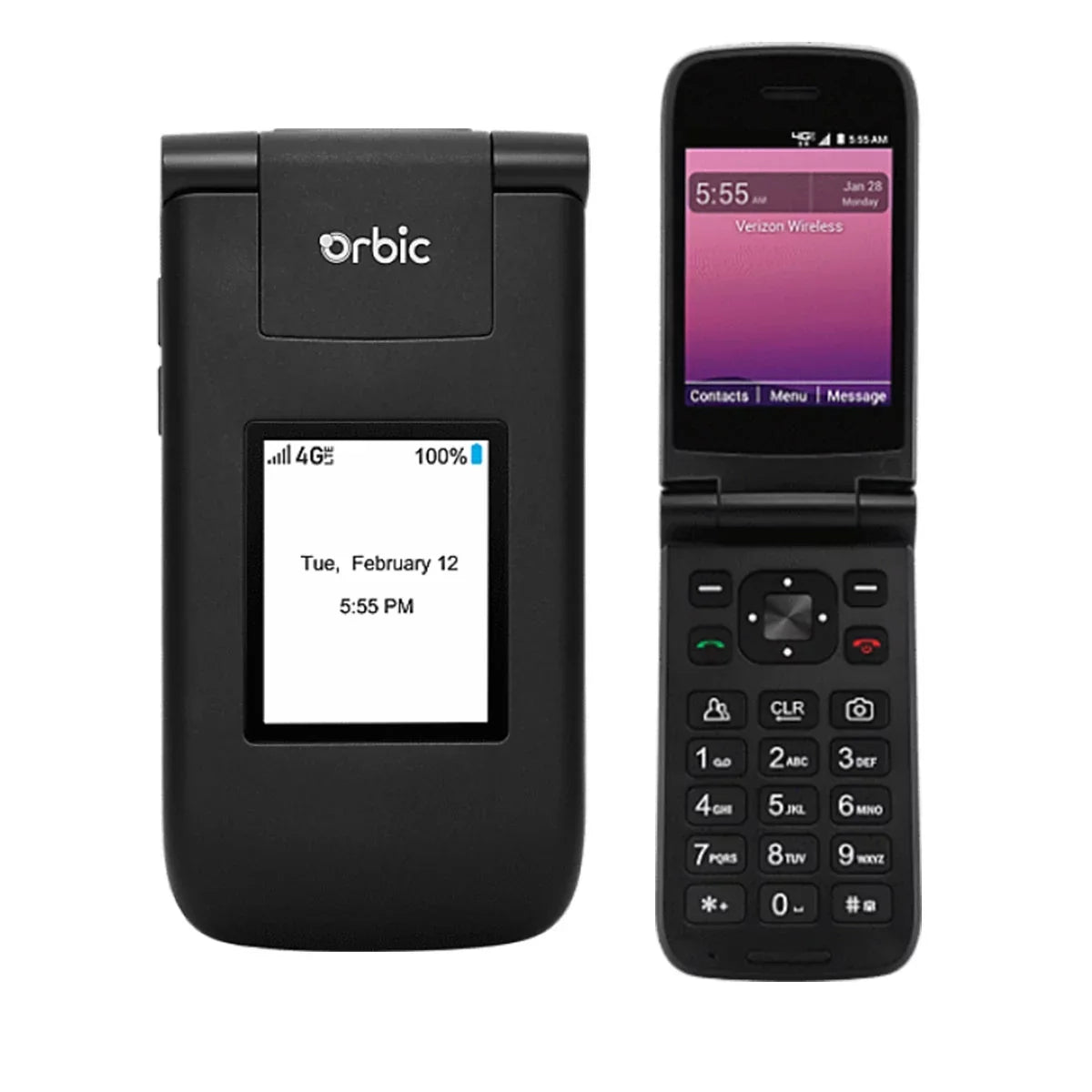 Restored Orbic Journey V Verizon Unlocked Postpaid/Prepaid 4G LTE Flip Phone 2MP Camera 2210L - Black (Refurbished)