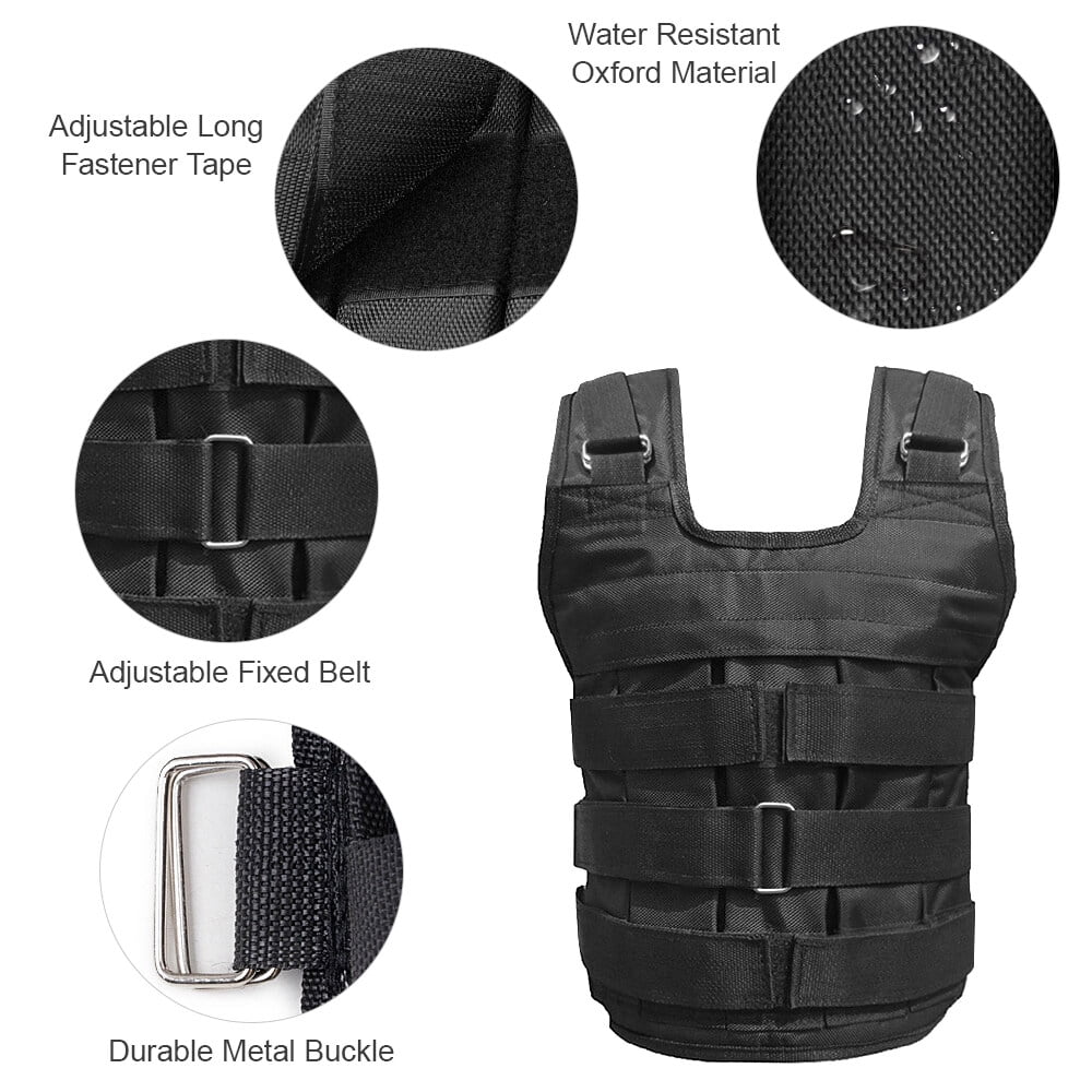 FlyFlise Adjustable Weighted Vest Weight Jacket Oxford Exercise Weight Loading Cloth Strength Training 50kg Max. Load (Empty)