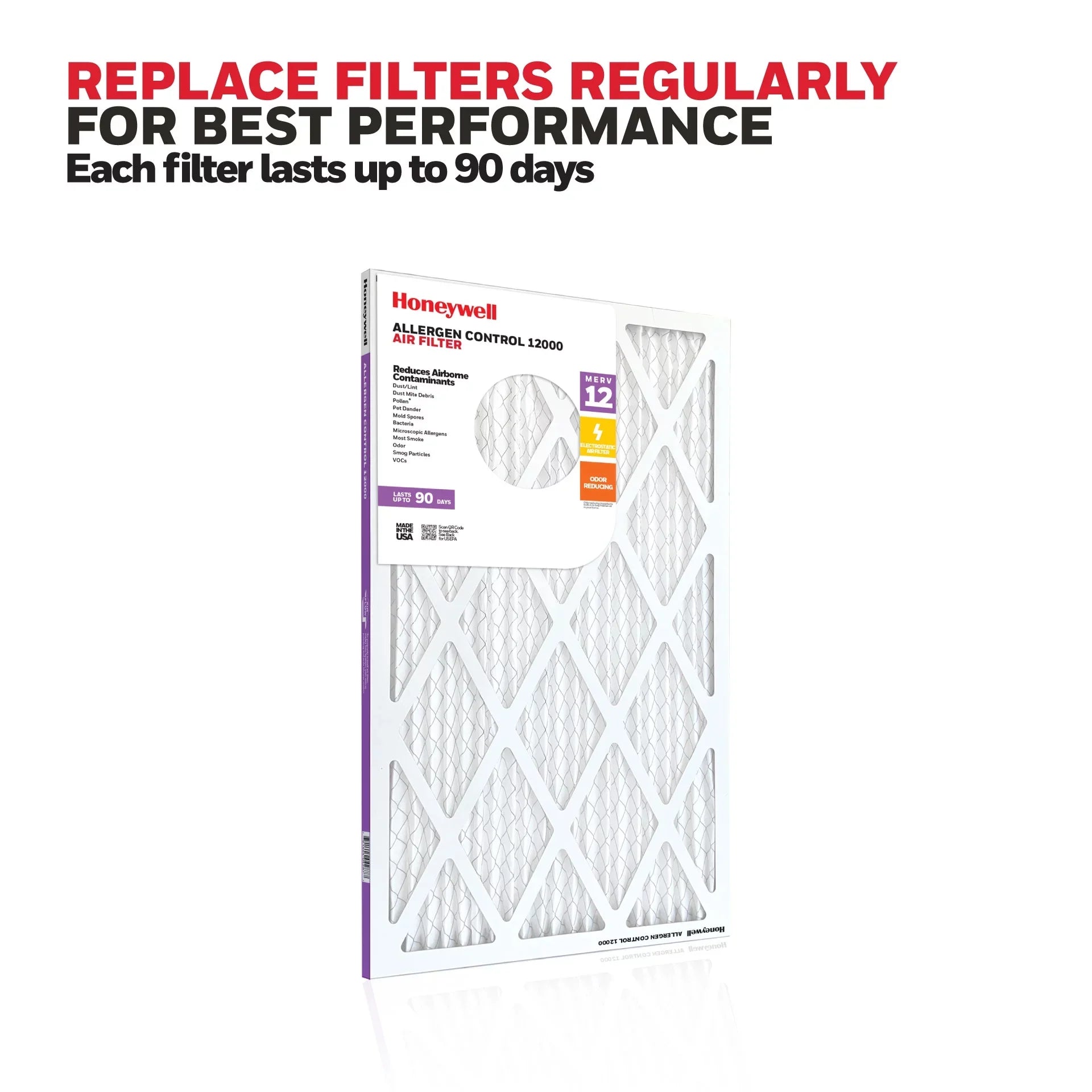 Honeywell 14x20x1 MERV 12 Pleated HVAC Furnace Air Filter- 4 Pack