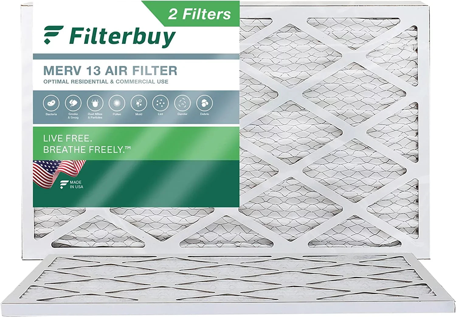 Filterbuy 12x36x1 MERV 13 Pleated HVAC AC Furnace Air Filters (2-Pack)