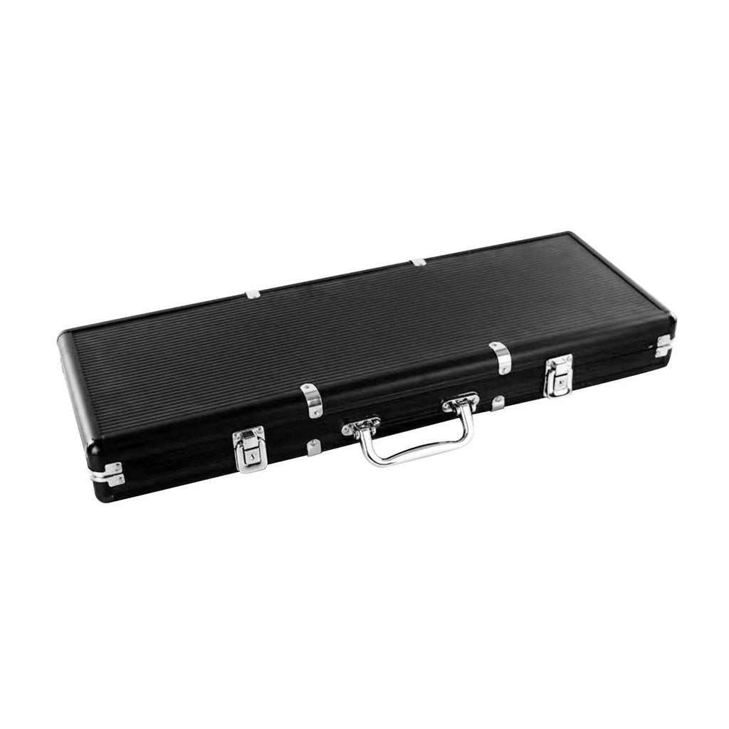Hellery Chip Suitcase Box Aluminum Alloy Thicken High Capacity Solid Carrying Case Black
