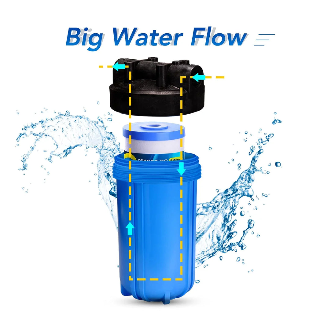5 Micron 10" x 4.5" Whole House Water Filter Fitting with GE FXHTC, GXWH40L, RFC-BBSA, W50PEHD, Whirlpool WHKF-GD25BB, GXWH35F, GNWH38S, Dupont WFHD13001, Pentek R50-BB, 4WH-HDGR-F01 3PACK