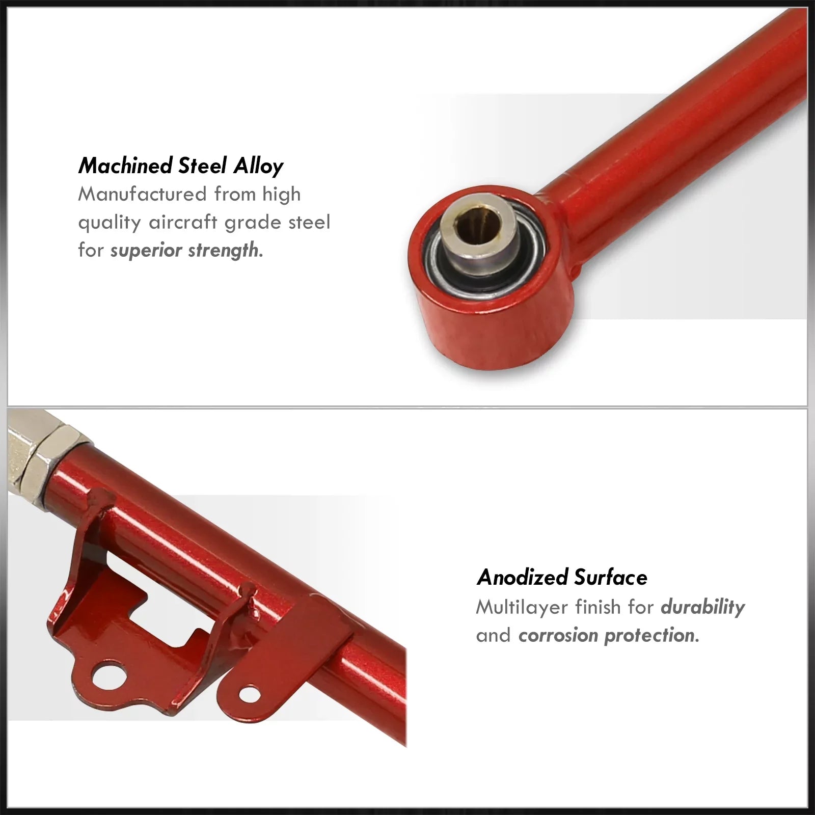 AJP Distributors Rear Lower Suspension Adjustable Toe Control Arms Rods LCA Kit Red Suitable For Mazda Miata MX-5 ND MX5 2016 2017 2018 2019 2020 2021 2022 2023 16 17 18 19 20 21 22 23