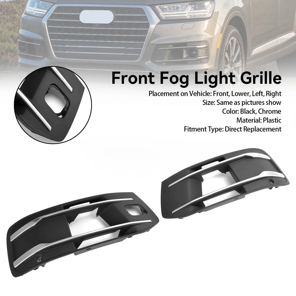 Front Bumper Protection Fog Light Grille Bezel Insert Grill Fit for Audi Q7 2016-2019