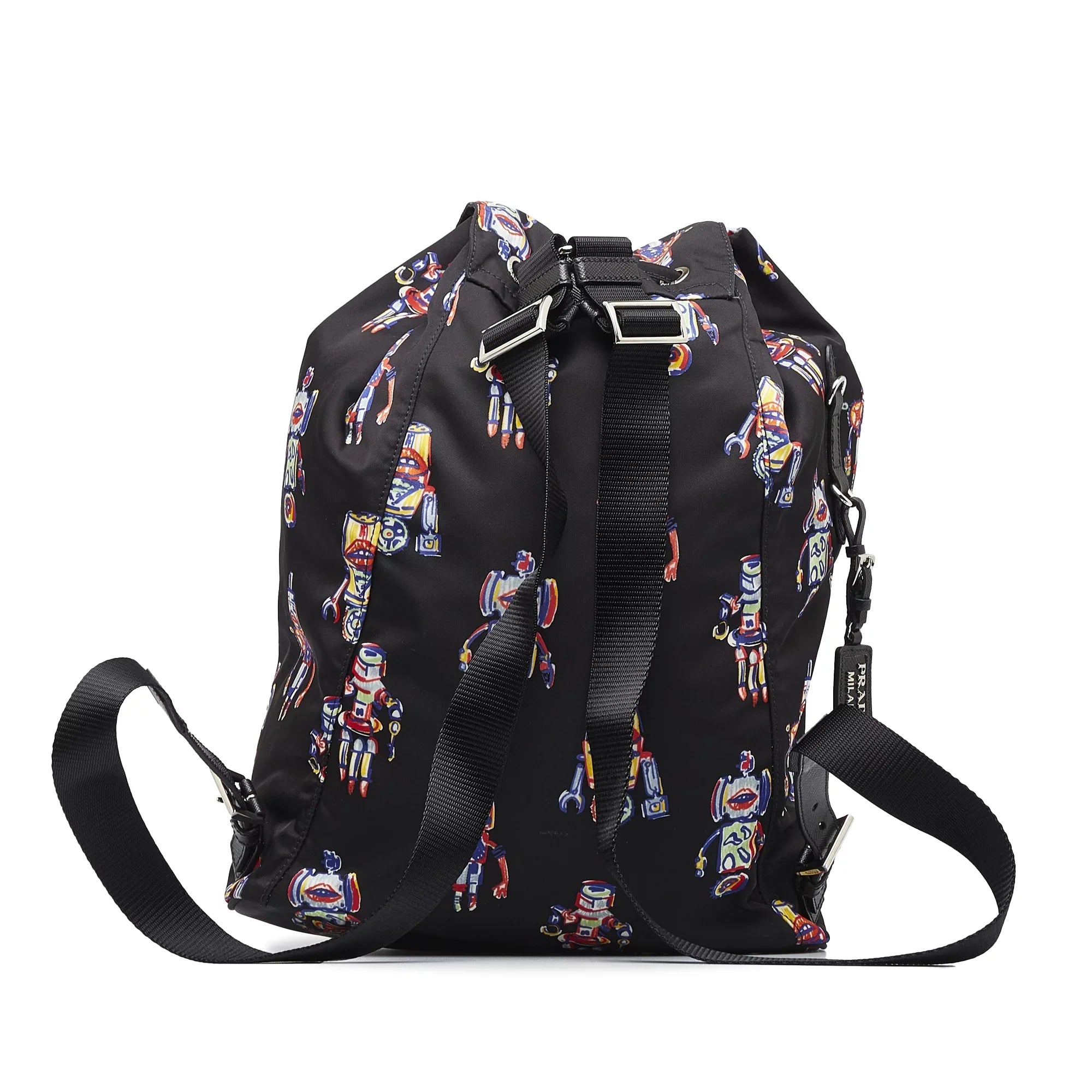 Pre-Owned Authenticated Prada Tessuto Robot Backpack Nylon Fabric Black Unisex (New with Defects)