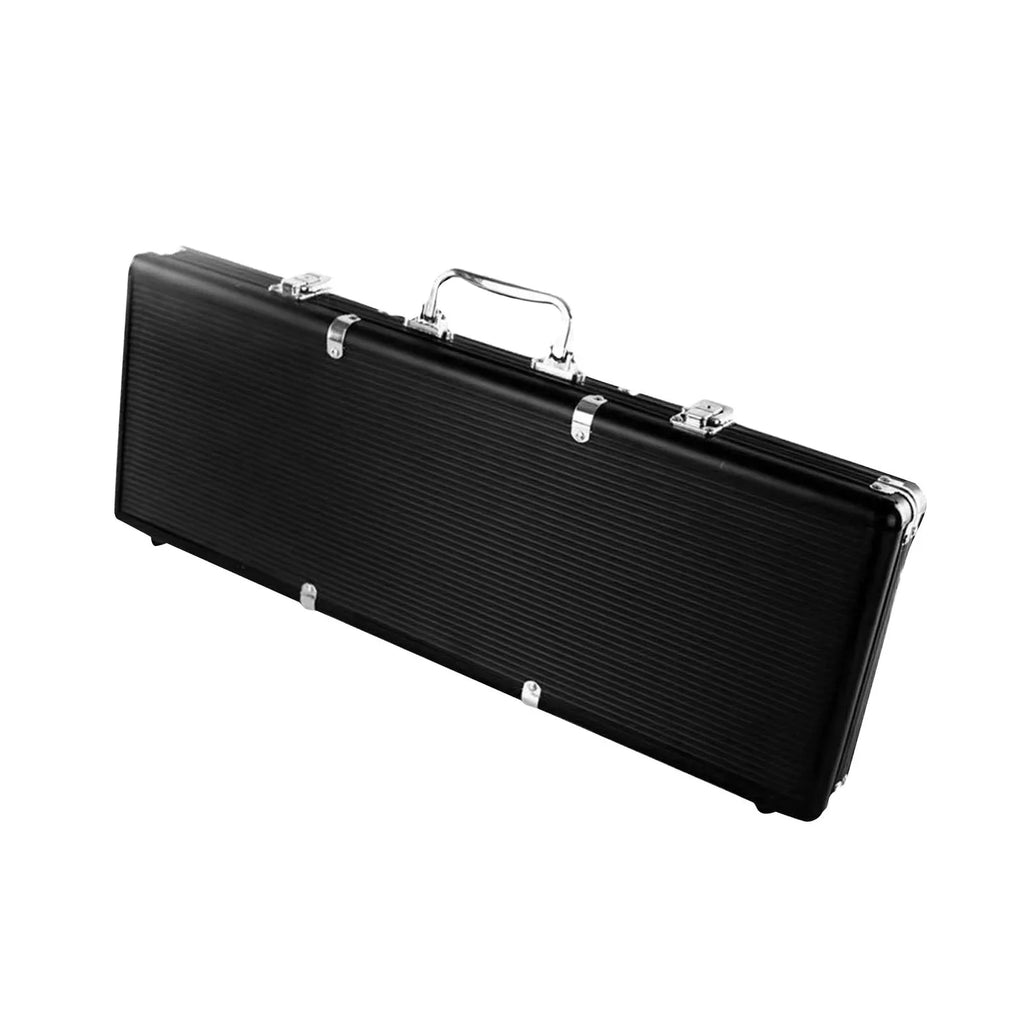 Hellery Chip Suitcase Box Aluminum Alloy Thicken High Capacity Solid Carrying Case Black