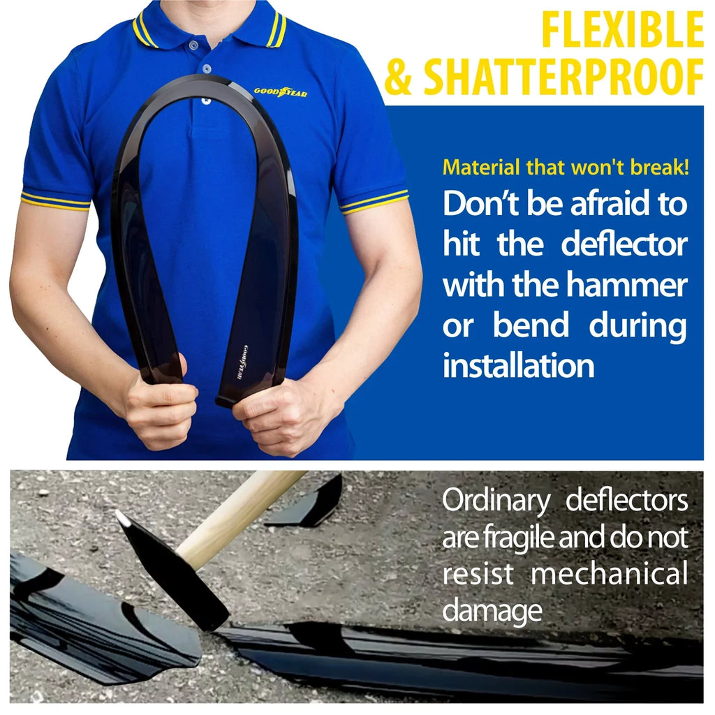 Goodyear Shatterproof in-Channel Window Deflectors for Subaru XV Crosstrek 2018-2023/Impreza Hatchback 2017-2023, Rain Guards, Window Visors for Cars, Vent Deflector, Car Accessories, 4 pcs - GY003477