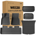 WEIZE Floor Mats Set for Tesla Model Y 2021-2023 2024, All Climate TPE Waterproof Anti-Slip Front & Rear Trunk Mats Cargo Liners Accessories, Custom Fit for Tesla 5-Seater, Set of 6 Mats