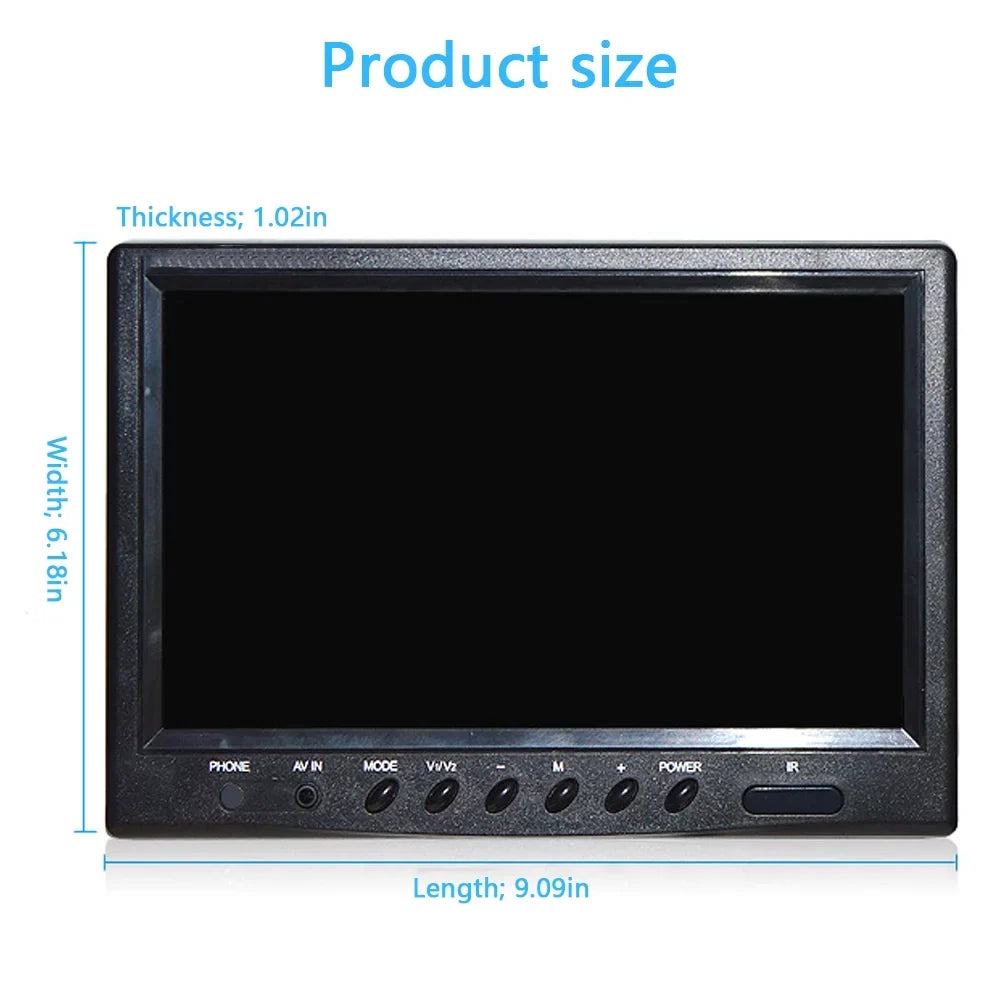 9 Inch Backup Camera Monitor, Two-Way Video Input HD Rear View Reverse Color TFT LCD Display for Car Rear View Reverse,Front-View, and Side-View Camera Connection. Easy to Install