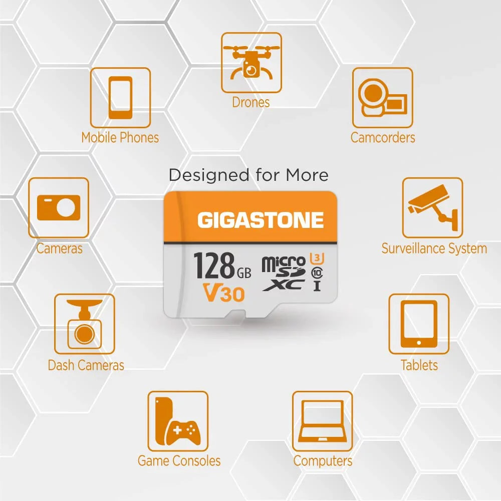 Gigastone 128GB Micro SDXC Card, 4K UHD Video, A1 Class 10, Surveillance Security Cam Action Camera Drone Professional, Dash Cams, 2 Pack (2x128GB)