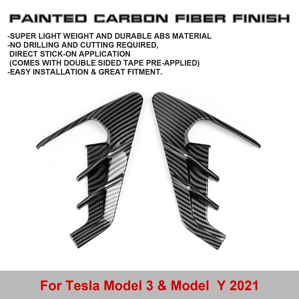 Xotic Tech Side Marker View Camera Indicator Turn Signal Coating Trim, Carbon Fiber Pattern, Suitable with Tesla Model 3 Model Y 2021+