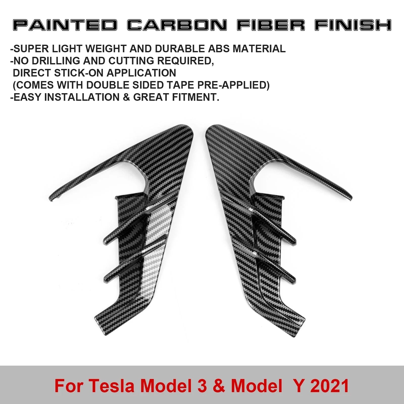 Xotic Tech Side Marker View Camera Indicator Turn Signal Coating Trim, Carbon Fiber Pattern, Suitable with Tesla Model 3 Model Y 2021+