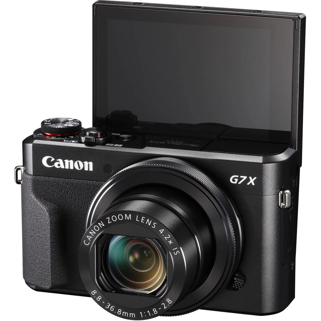 Canon PowerShot G7 X Mark II Digital Camera (Black) with Essential Accessory Bundle - Includes: SanDisk Ultra 64GB SDXC Memory Card, Extended Life Replacement Battery, Tripod, Carrying Case & More