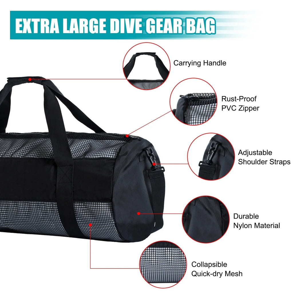 Bisofice Bag,Pvc Zipper Strong Mesh Easy To Easy To Carry Dive Mesh Easy Snorkel Dive Mesh To Carry Pvc Zipper Strong Nylon Mesh Dive Snorkel Qisuo Mesh Dive Huiop