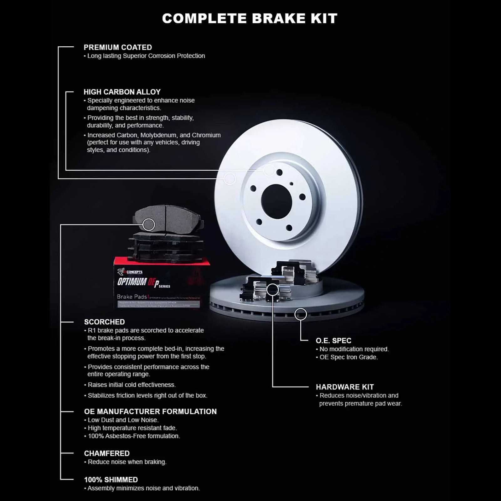 R1 Concepts Wduh1 21077 R1 Concepts Carbon Series Brake Rotors With 5000 Oep Fits select: 2022 KIA NIRO, 2019-2022 HYUNDAI KO