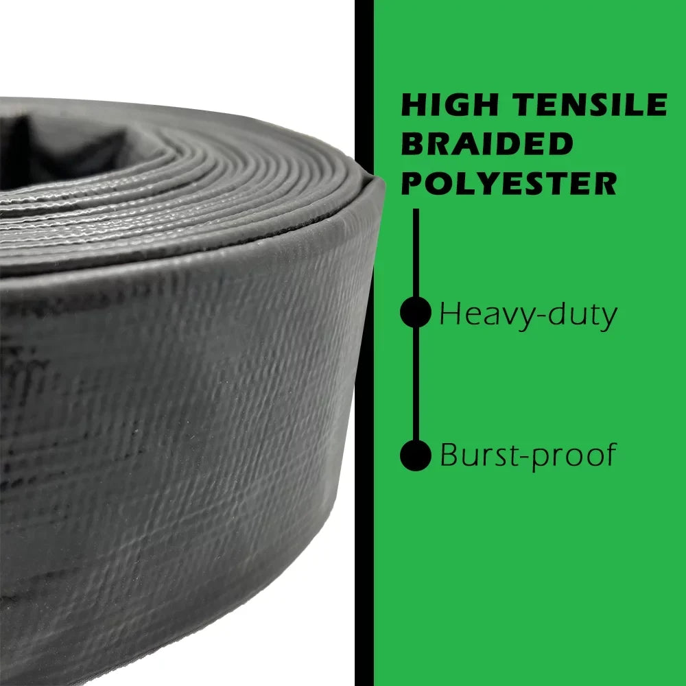 Primal Accessories Backwash Hose 2 inch x 100 feet Commercial Grade Black 3 Bar / 43.5 psi