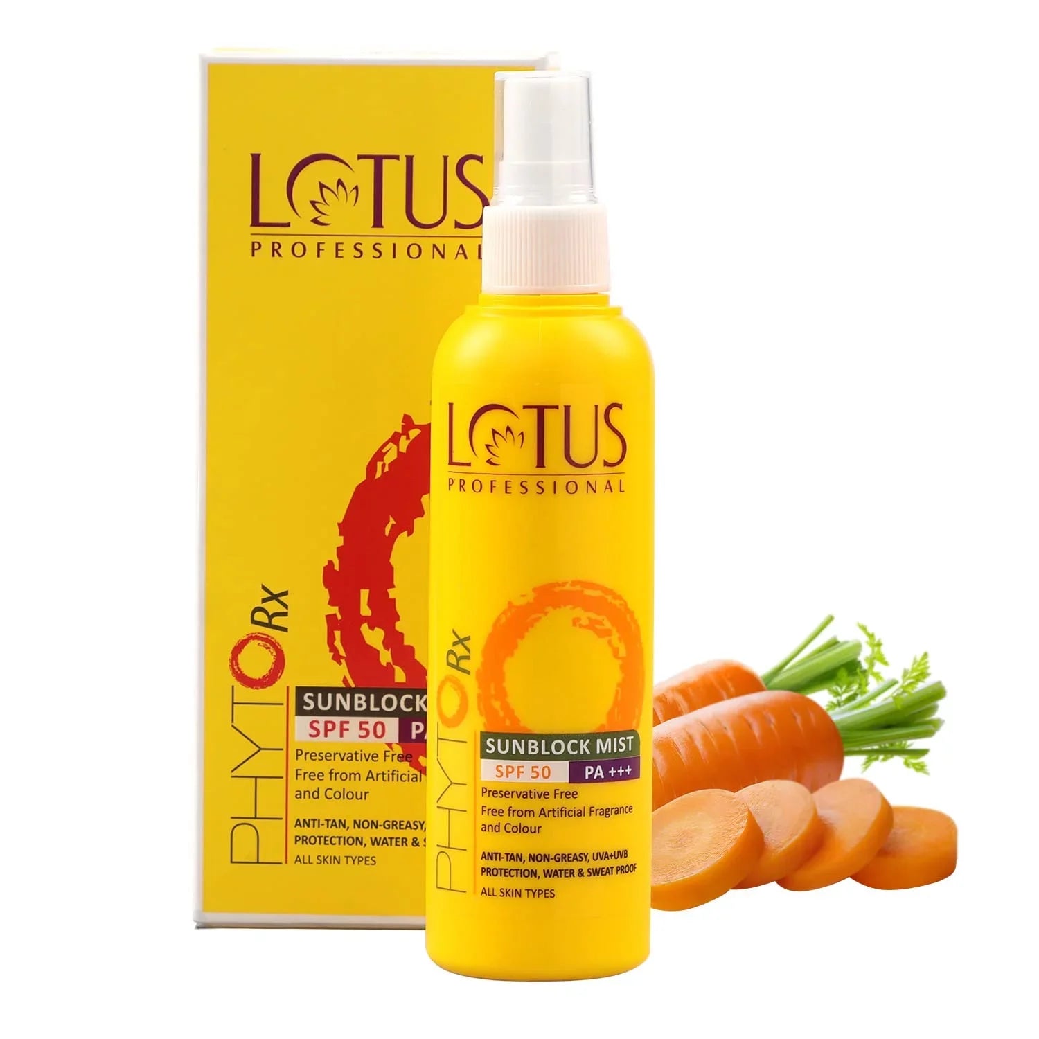 Lotus Professional Phyto Rx Anti Tan Sunscreen Sunblock Mist SPF 50 With Preservative Free Vitamin E 100ml
