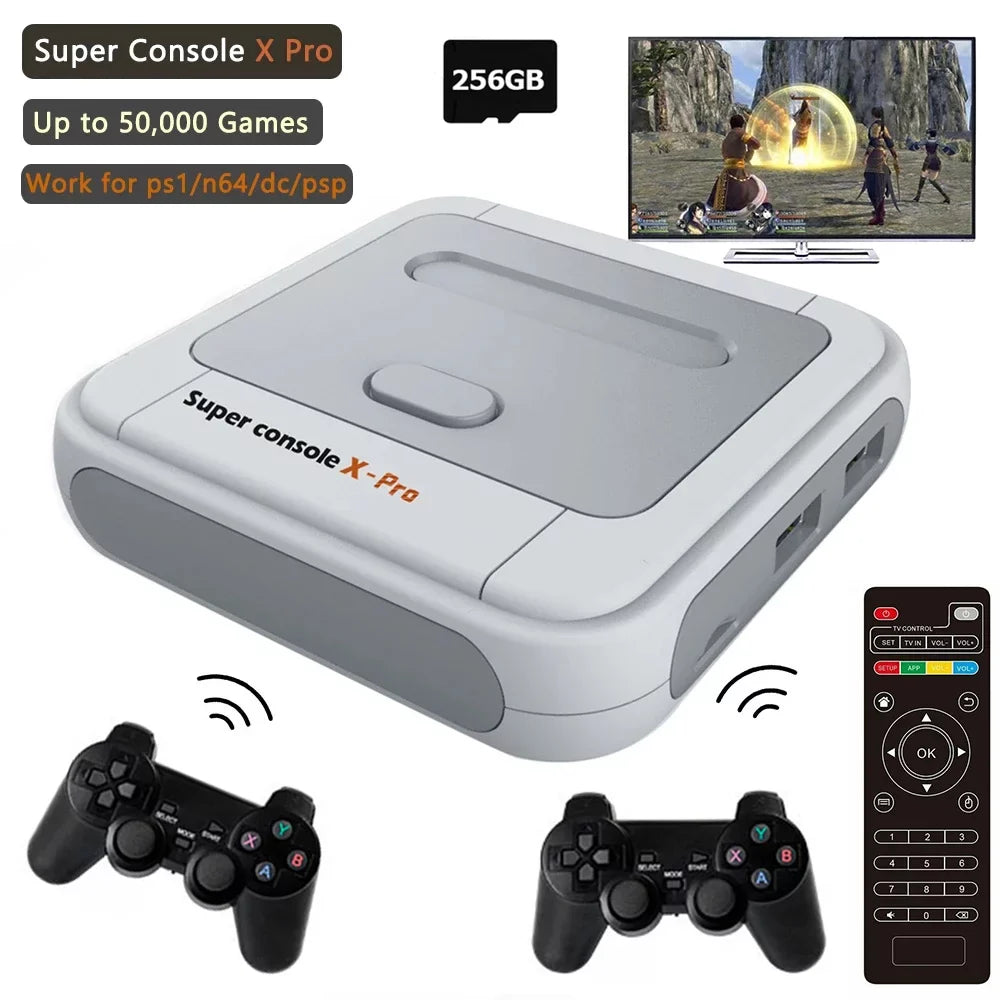 Onemayship Retro Game Console 256GB, Super Console X PRO Built in 50,000+ Games, Video Game Console Systems for 4K TV HD/AV Output, Dual Systems, Matching with PS1/PSP/MAME/ATARI