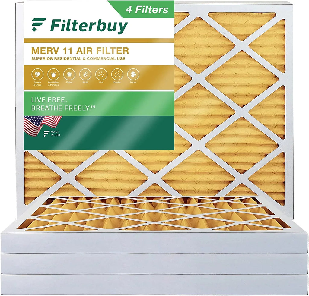 Filterbuy 10x16x2 MERV 11 Pleated HVAC AC Furnace Air Filters (4-Pack)
