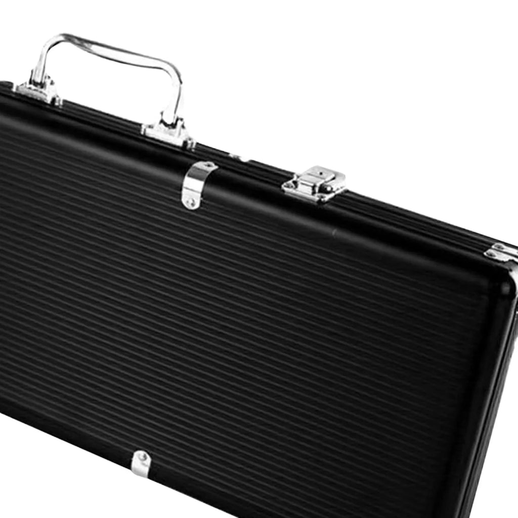 Hellery Chip Suitcase Box Aluminum Alloy Thicken High Capacity Solid Carrying Case Black