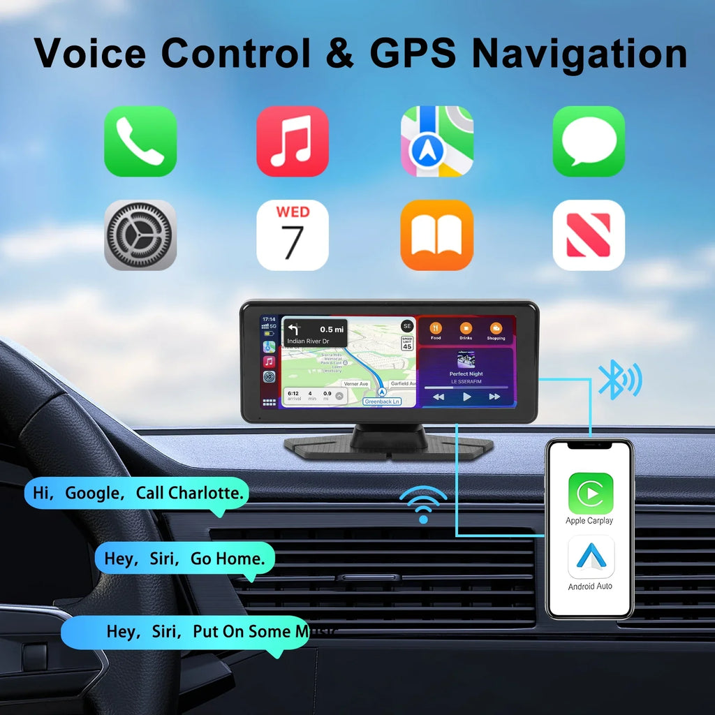 NEXPOW Carplay Touchscreen with 4K Dash Cam, Portable Apple Carplay & Android Auto Car Stereo, Car Audio Receivers with 1080p Backup Camera, GPS Navigation, Bluetooth (6.9inches)