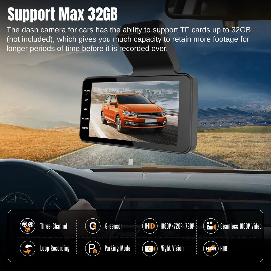Dual Lens Car DVR Dash Cam Video Recorder G-Sensor 1080P Front And Rear Camera