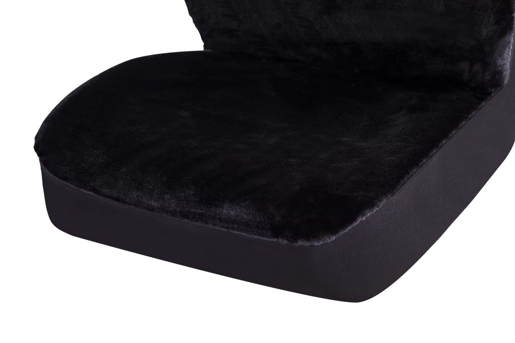 Auto Drive 2 Piece Car Seat Shield High Back Soft Faux Fur Polyester Black, Universal Fit, 2002SC101