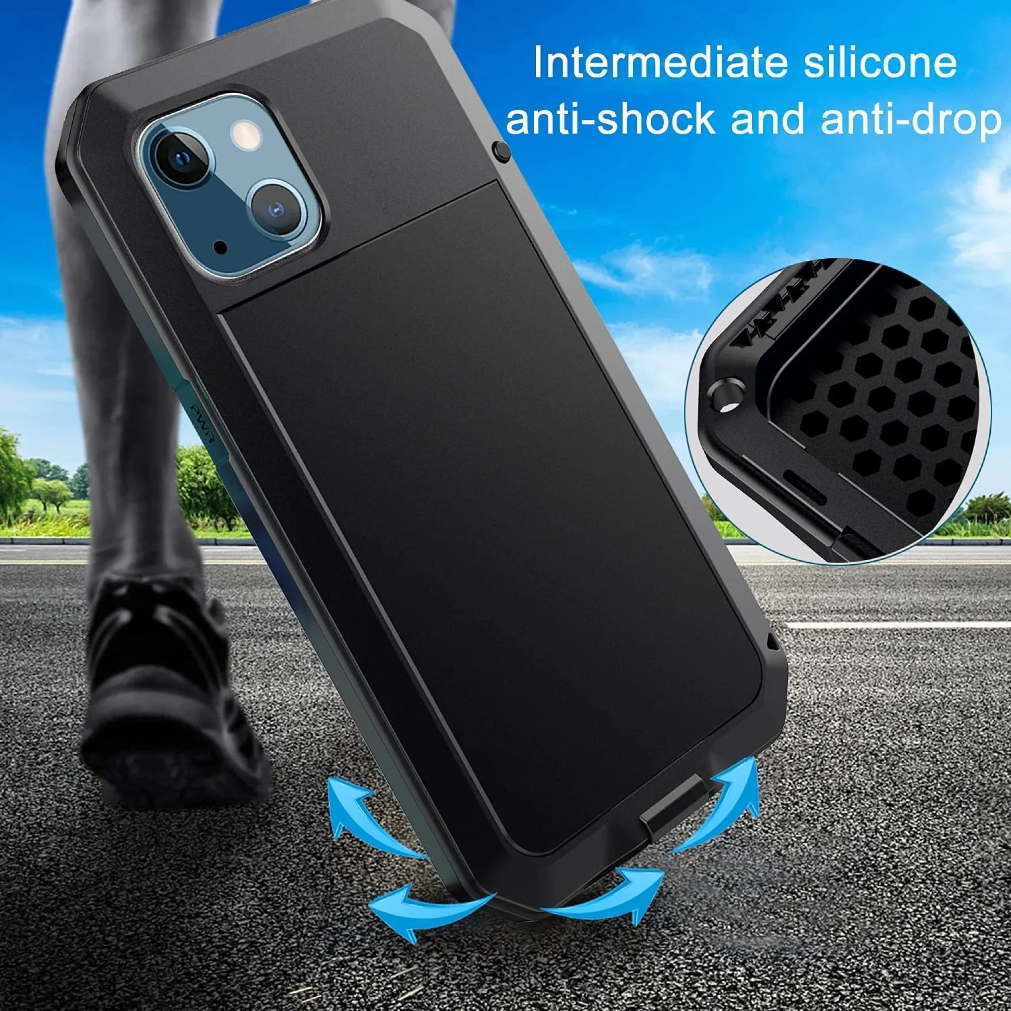 Gorilla Glass Aluminum Metal iPhone 14 Pro Max Case (Silver) Heavy Duty Military Grade Shockproof and Scratch Strong Protection, Rugged Outdoor Travel
