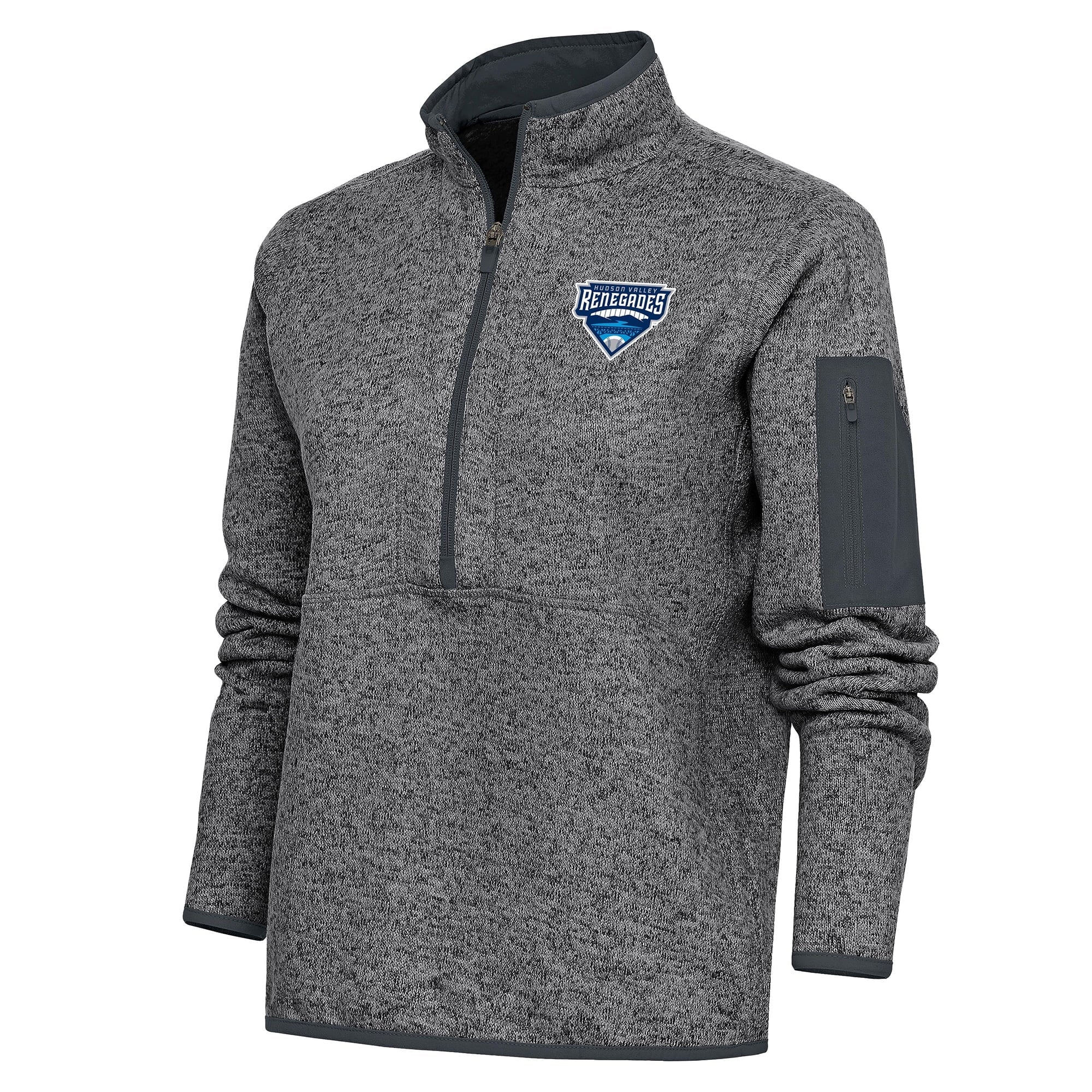 Women's Antigua Heather Charcoal Hudson Valley Renegades Fortune Half-Zip Pullover Jacket