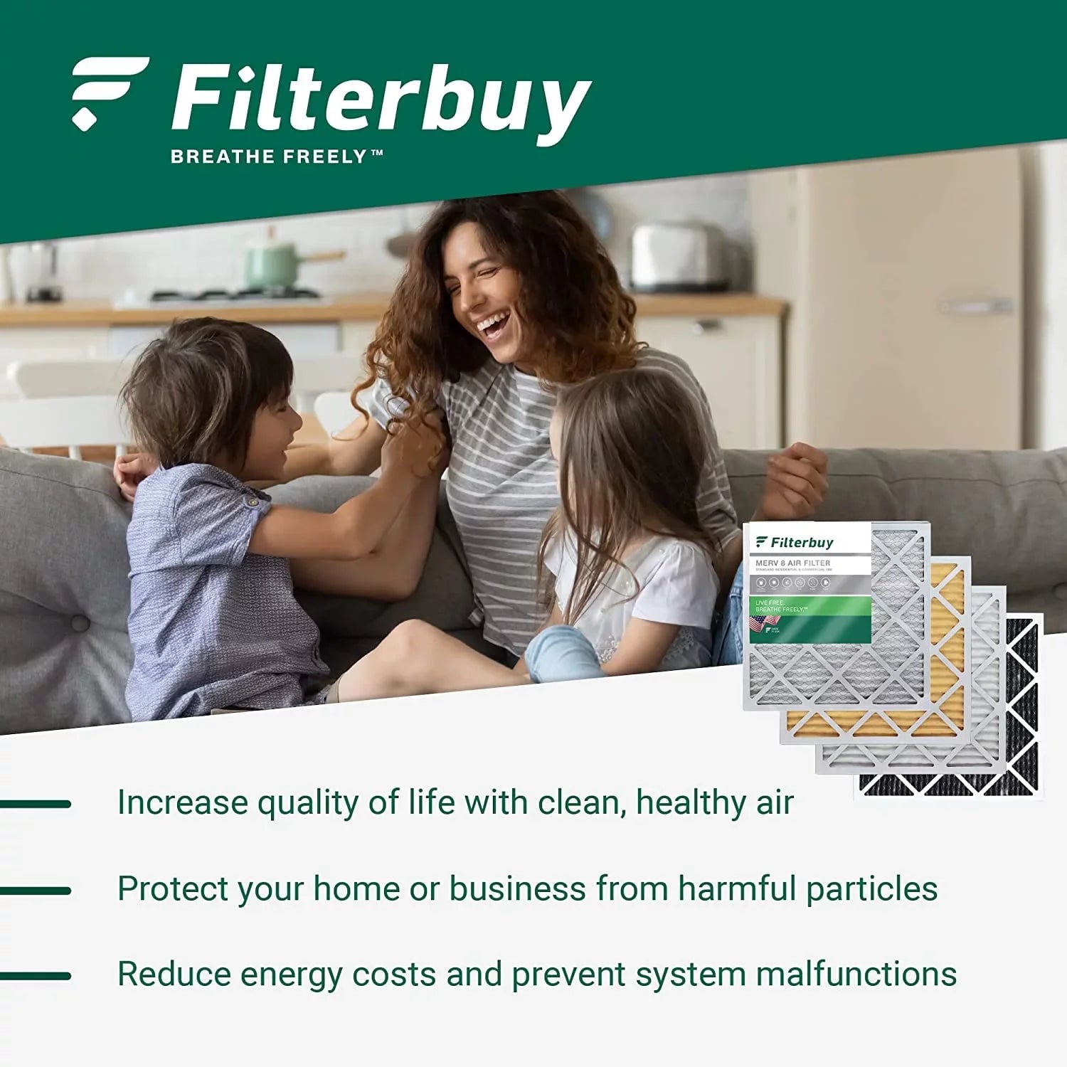 Filterbuy 10x16x2 MERV 11 Pleated HVAC AC Furnace Air Filters (4-Pack)