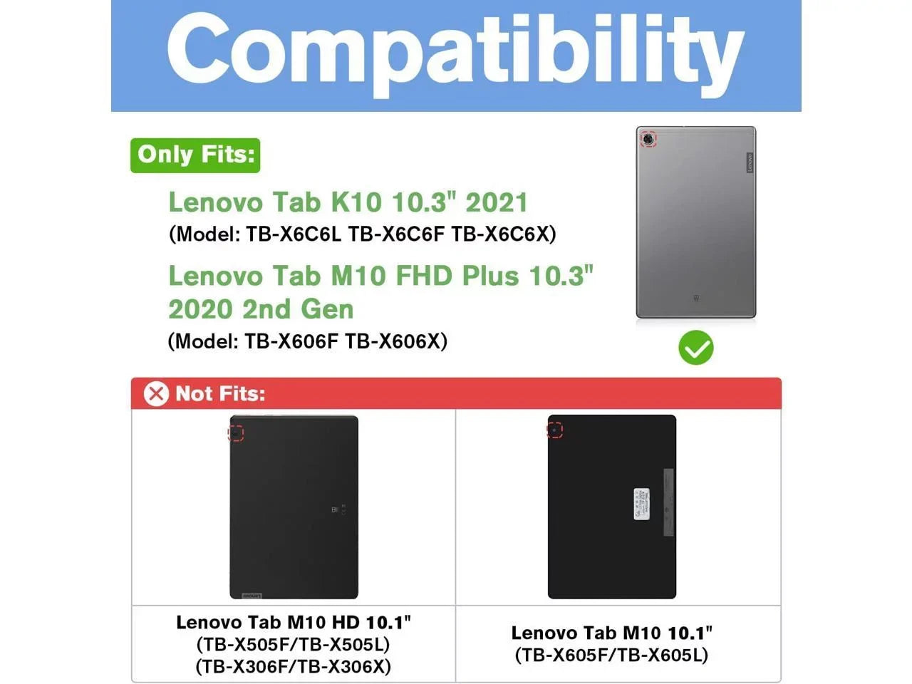 Wireless Keyboard Case for Lenovo Tab K10 2021 / Lenovo Tab M10 FHD Plus 2020 2nd Gen 10.3 inch TB-X606F / TB-X606X Slim Shell Lightweight Stand Coating with Detachable Keyboard
