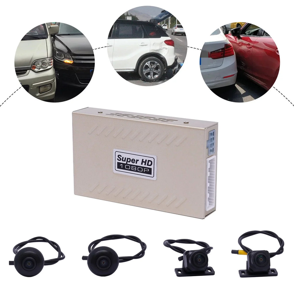 OUKANING Universal Car Recorder 4 Cameras 360° Panoramic Car DVR Camera 1080P Panoramic System Rear View Kit
