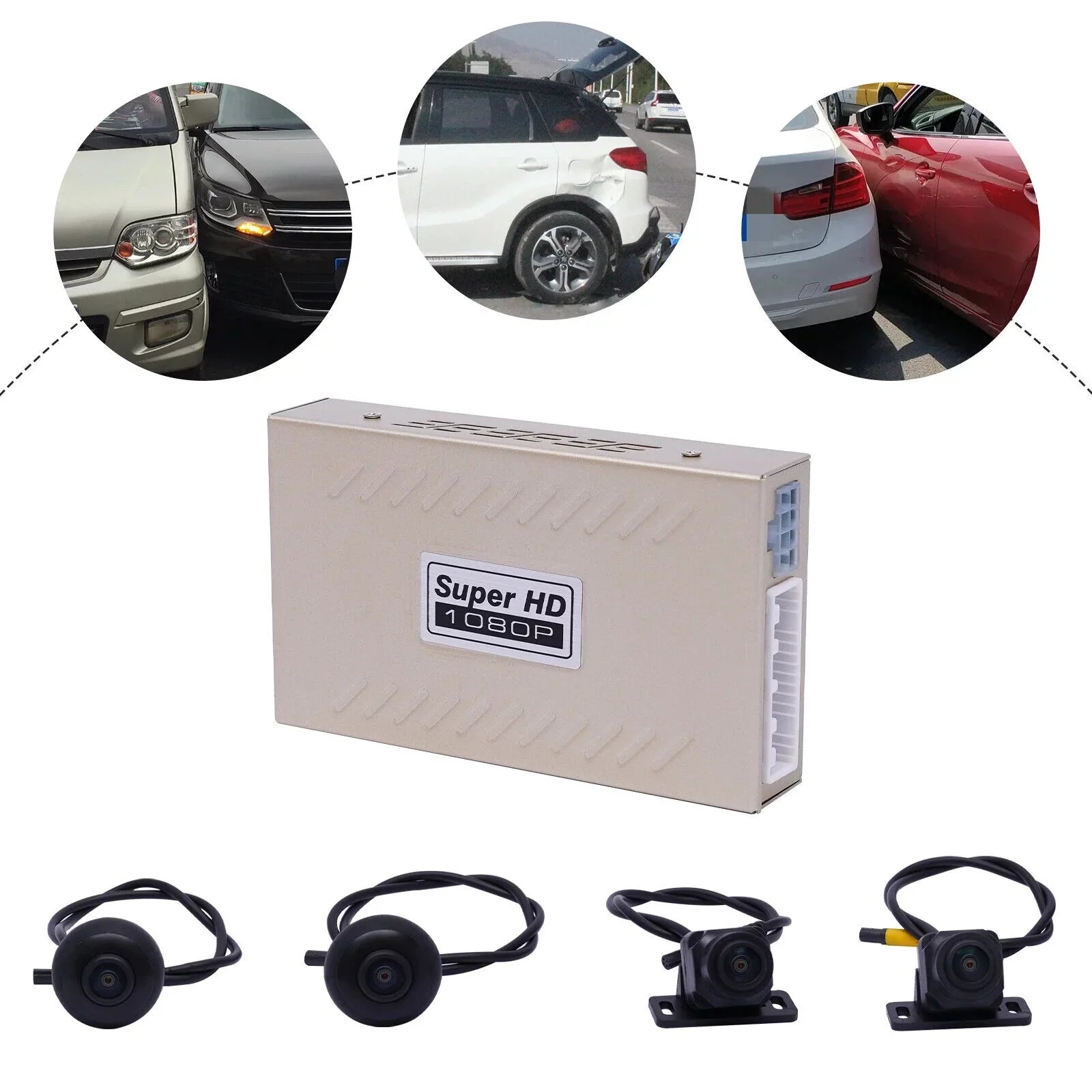 OUKANING Universal Car Recorder 4 Cameras 360° Panoramic Car DVR Camera 1080P Panoramic System Rear View Kit