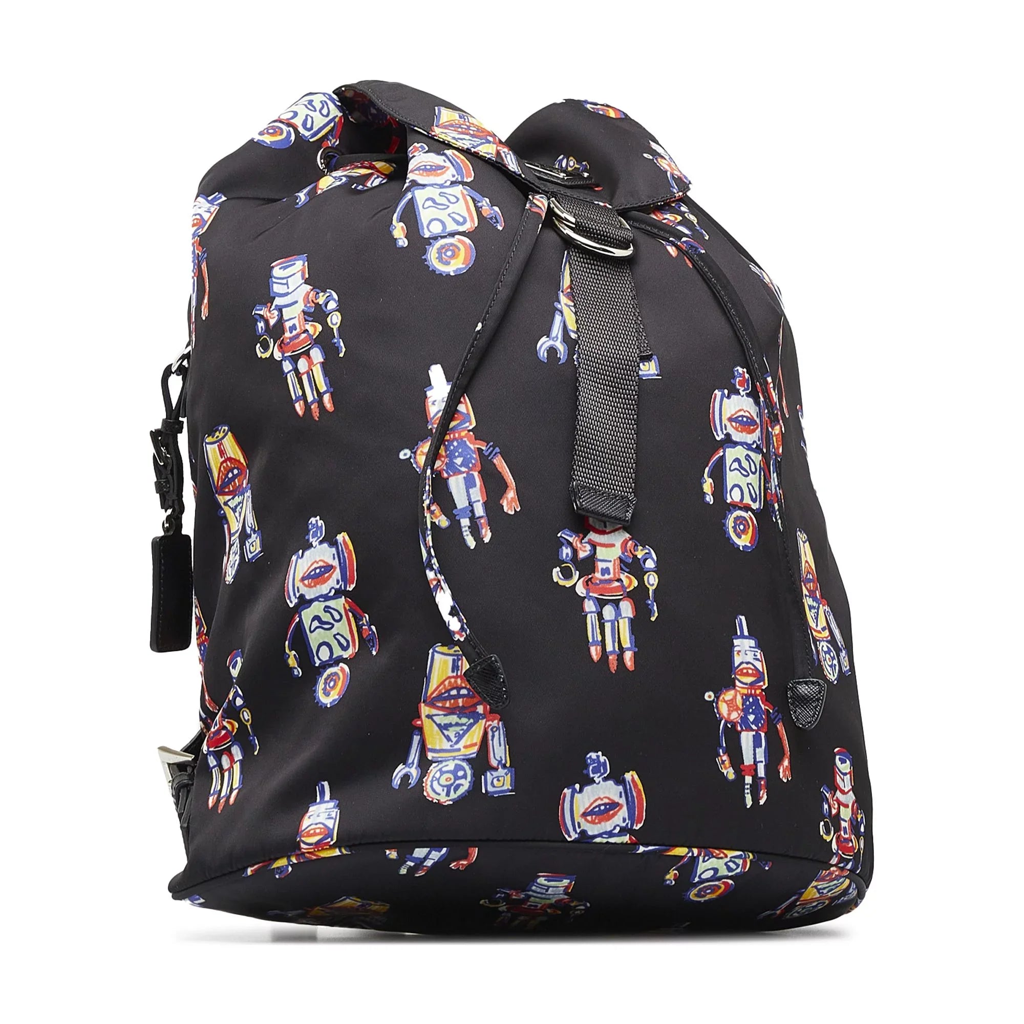 Pre-Owned Authenticated Prada Tessuto Robot Backpack Nylon Fabric Black Unisex (New with Defects)