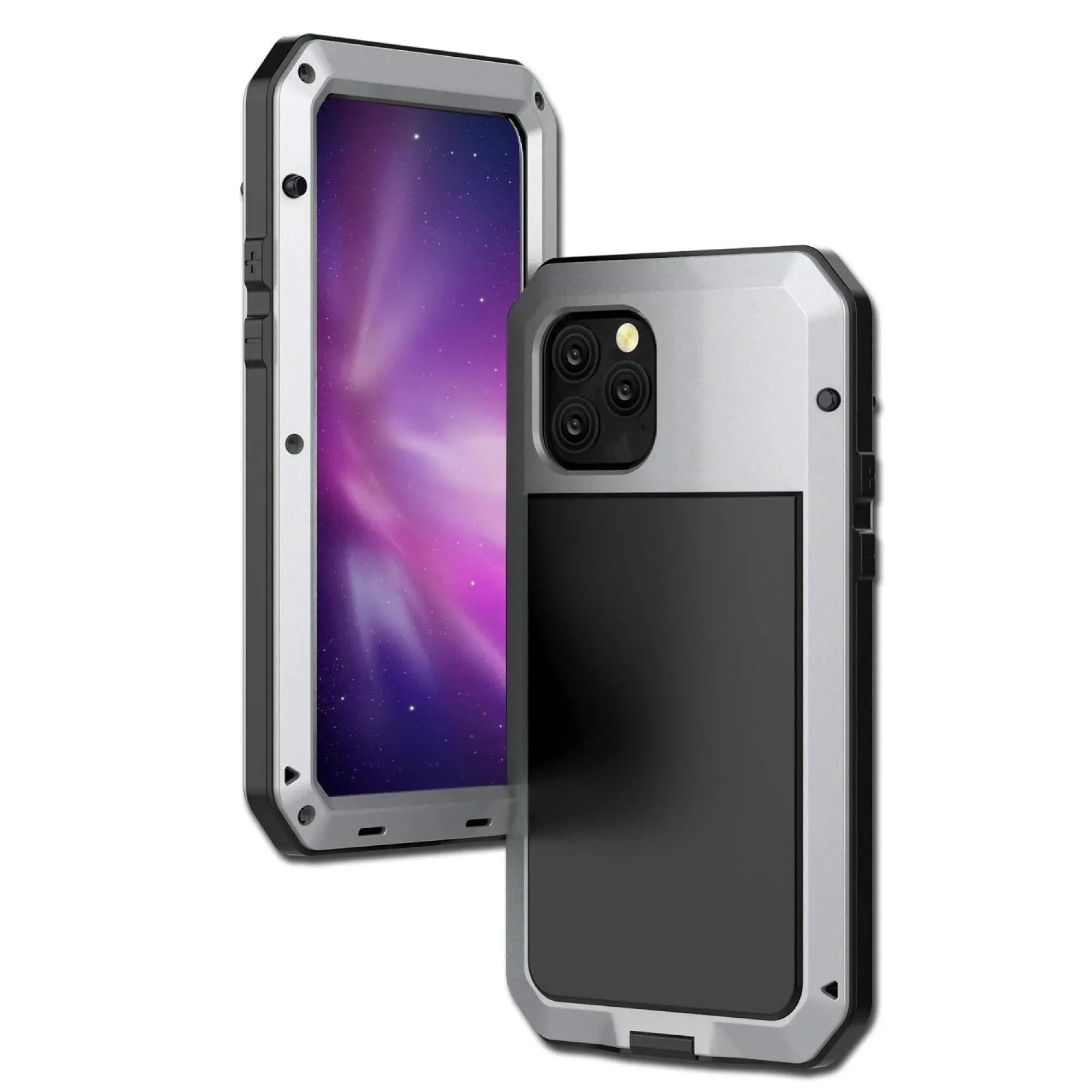 Gorilla Glass Aluminum Metal iPhone 14 Pro Max Case (Silver) Heavy Duty Military Grade Shockproof and Scratch Strong Protection, Rugged Outdoor Travel