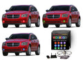 Flashtech LED RGB Multi Color Halo Ring Fog Light Kit for Dodge Caliber 07-12 with V.3 Fusion Color Change Wifi Remote