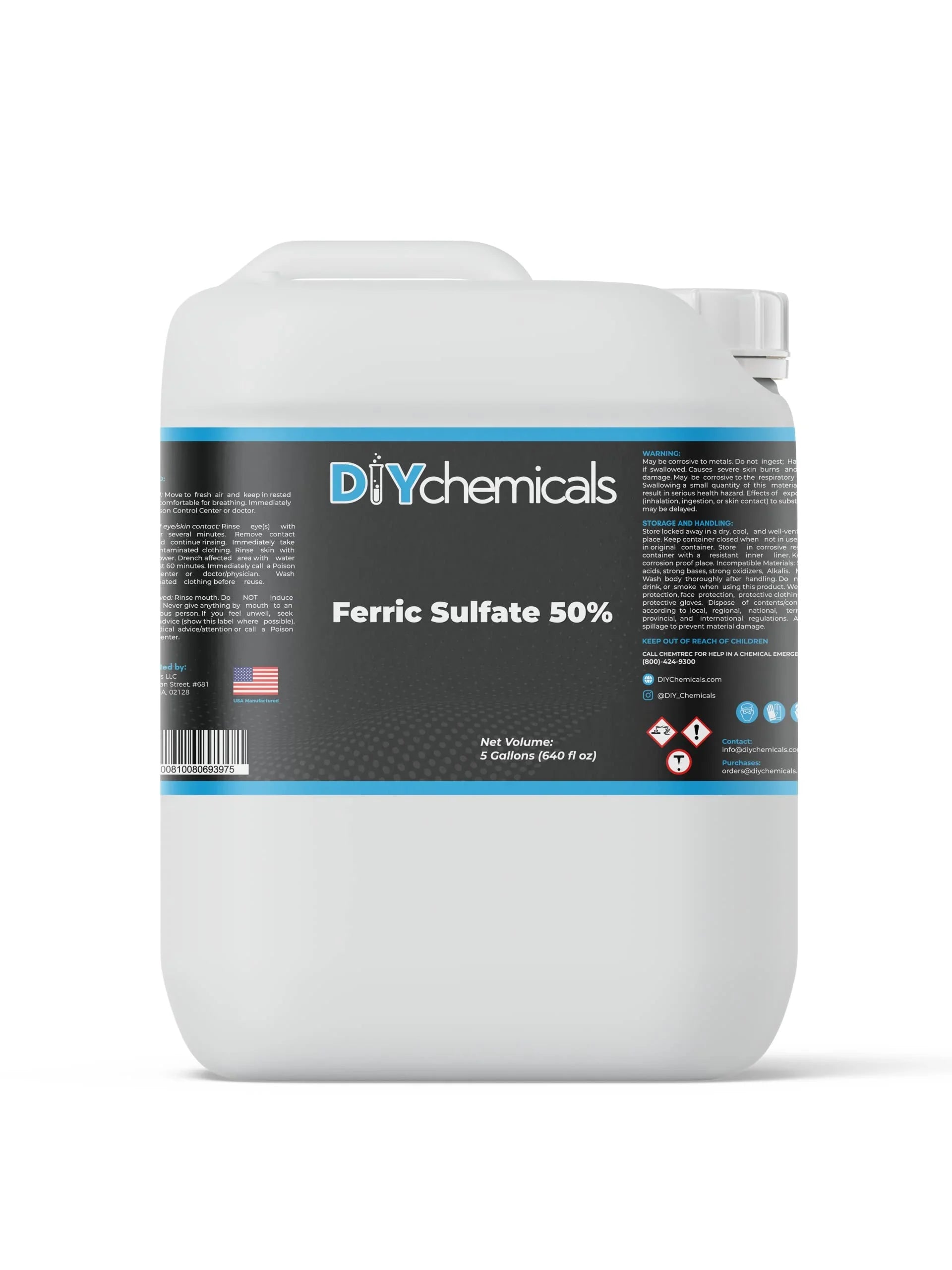 DiyChemicals Ferric Sulfate 50% - Clarification and Dissolved Air Flotation and Waste Water Treatment - Made in USA (1Quart)