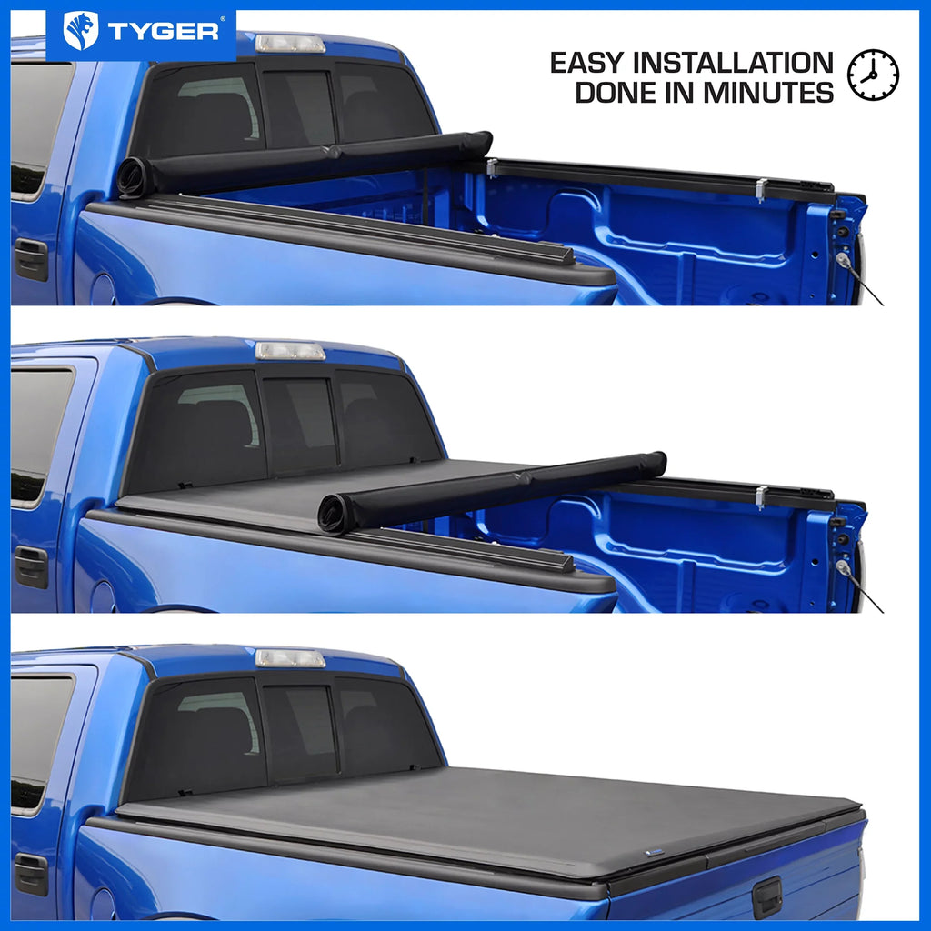 Tyger Auto T1 Soft Roll-up Truck Bed Tonneau Wrap Fitting with 2022-2023 Nissan Frontier | 5' Bed | TG-BC1N9057 | Vinyl
